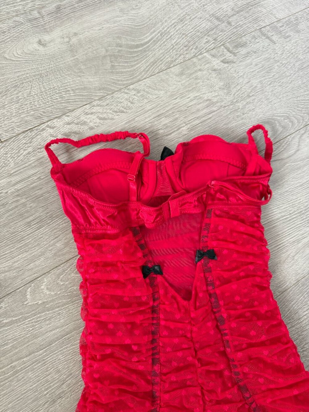 Victoria’s Secret Sexy Little Things Pink Heart Mesh Bustier Babydoll 34B - Picture 8 of 15